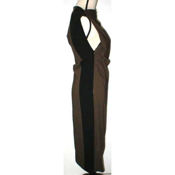 New Womens 4 6 NWT Balenciaga Paris Dress Designer 40 Italy Black Brown Silk Wor - Picture 1 of 12